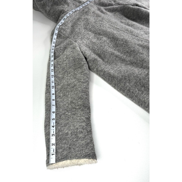 Zara Trafaluc Outerwear Women's Gray Hooded Wool Blend Coat Faux Fur Trim Size L - Picture 9 of 16